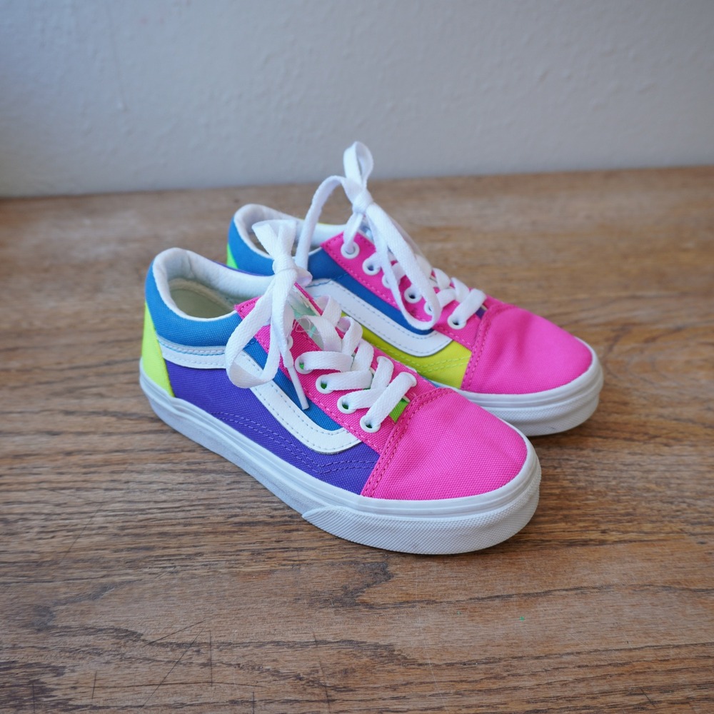 Vans Kids Size 12.5 Multi Color Old Skool Neon Colorblock Skate Shoes School